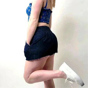 Anthro Pilcro and the Letterpress Denim Mini Skirt